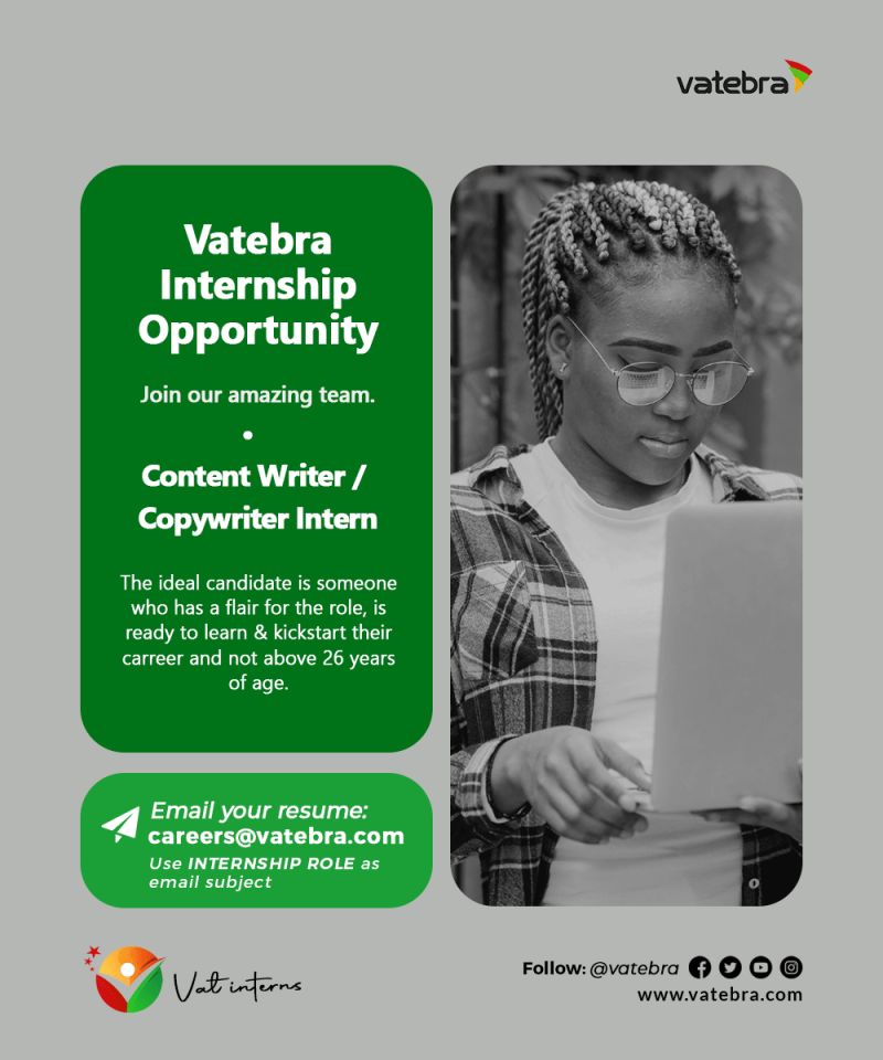 Content Writer / Copywriter Intern Needed at Vatebra Limited