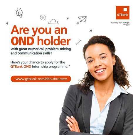 GTBank Limited Nationwide OND Internship Program 2024