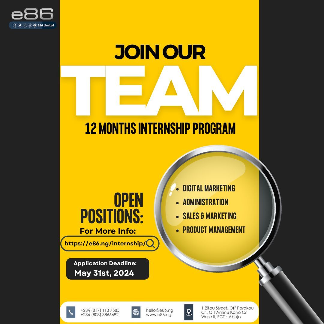 e86 Limited Graduate Internship Program 2024