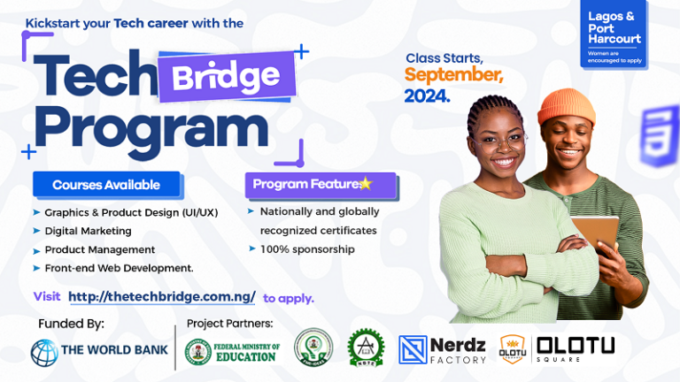 Begin Your Tech Career With The Fully Funded TechBridge Program for Lagos and Port Harcourt Residents