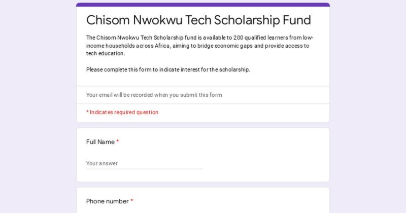 Chisom Nwokwu’s 2024 Tech Scholarship Fund