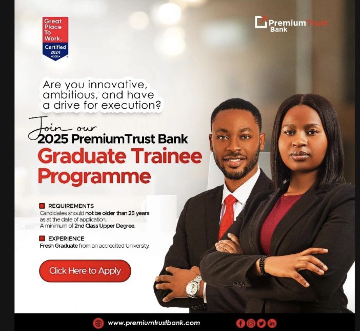 PremiumTrust Bank Graduate Trainee Program 2025