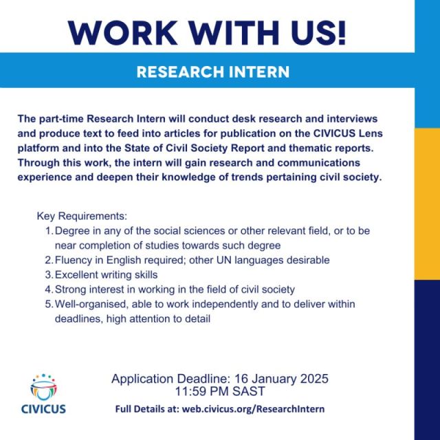 2025 Remote Research Internship by CIVICUS