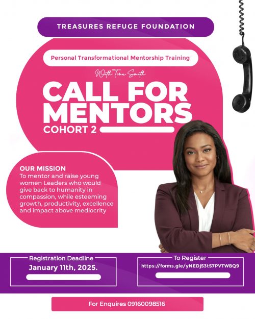 Call for Mentors: Treasures Refuge Foundation-Personal Transformation Mentorship Program with Tinu Smith | COHORT 2