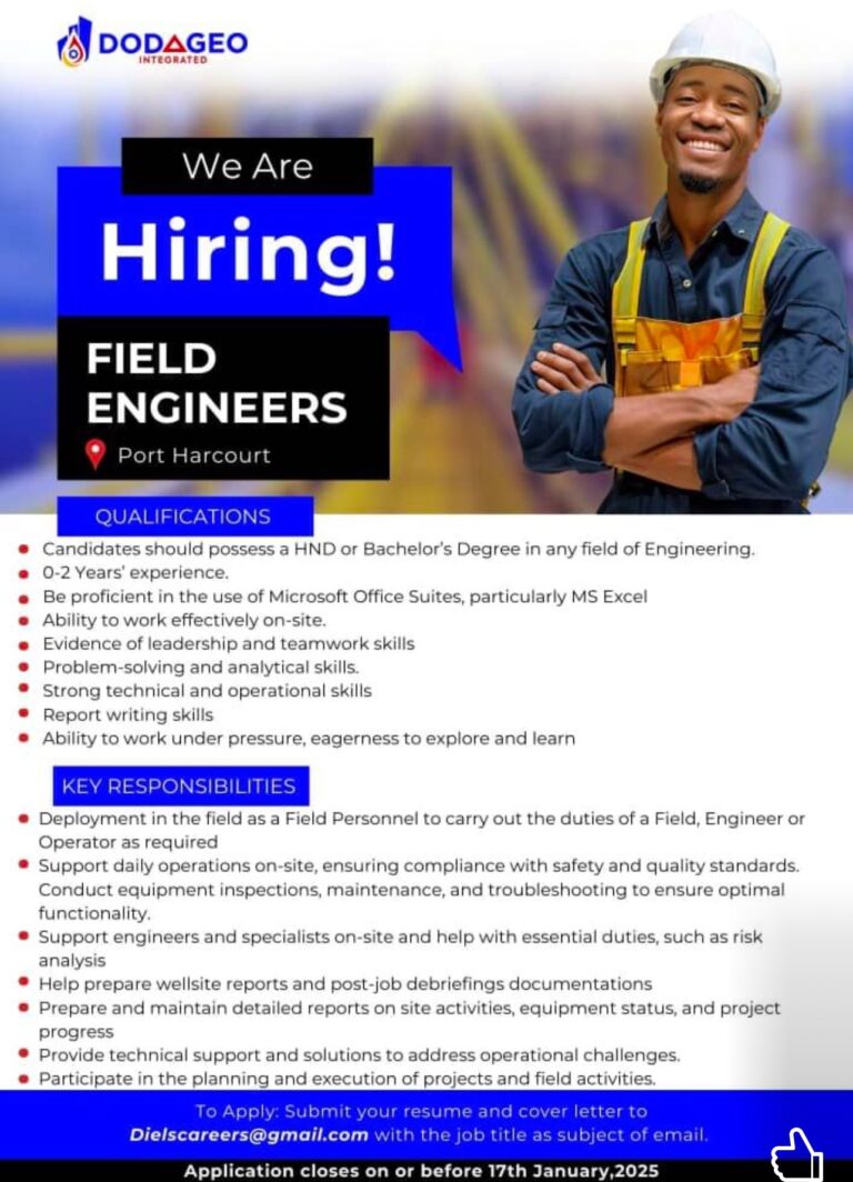 Entry-Level Engineering Graduate Recruitment at Dodageo Integrated Energy Limited