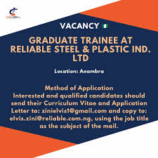 Graduate Trainee 2025 at Reliable Steel & Plastic Ltd