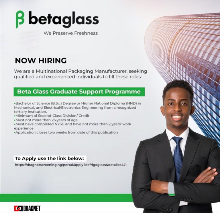 Beta Glass Graduate Support Programme is Hiring a printing specialist.