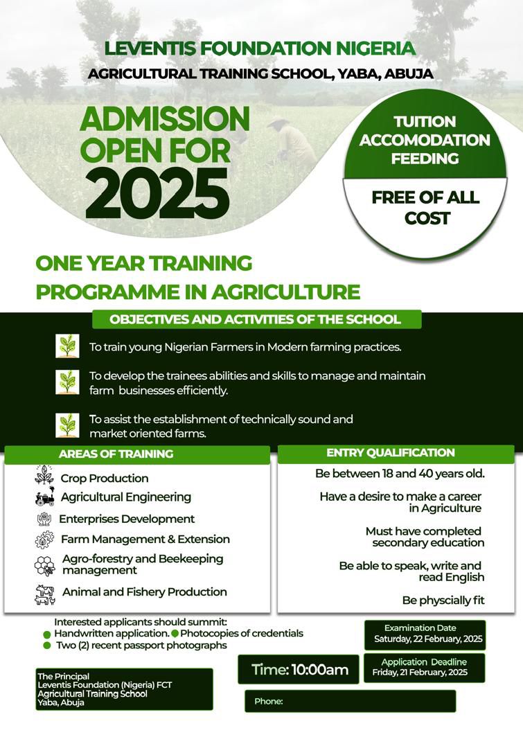 Leventis Foundation Agricultural Training Program 2025